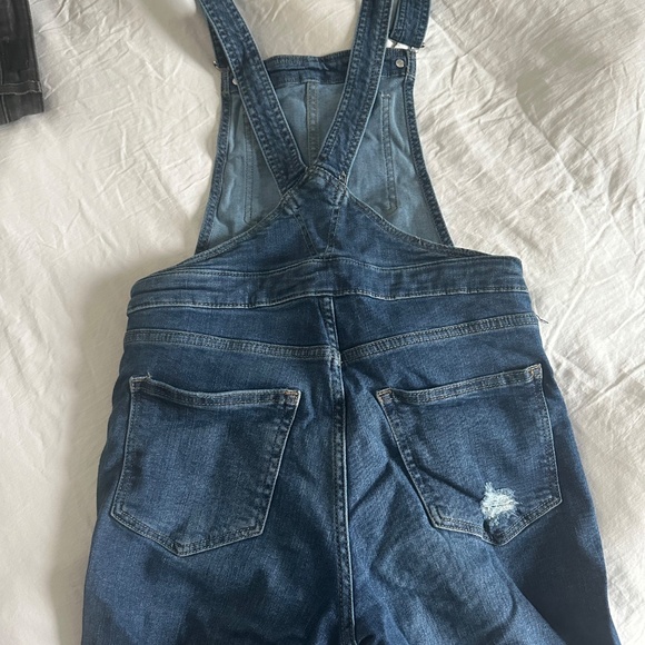 H&M | Divided Denim Distressed Bib Overalls | Medium Wash | Size 2 - Picture 3 of 8